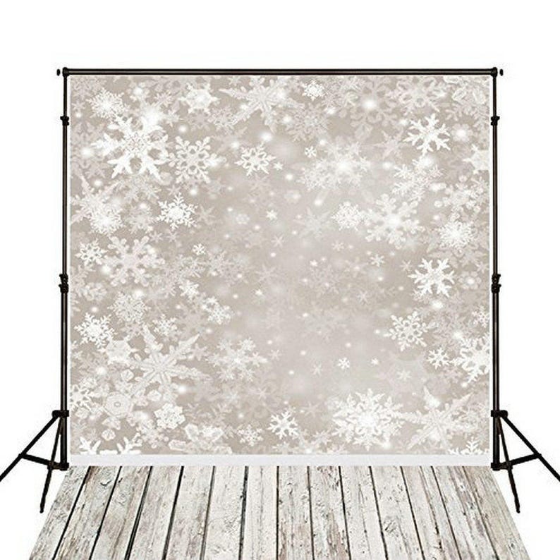 Vinyl White Winter Christmas Snowflake Photography Studio Backdrop Background image 1