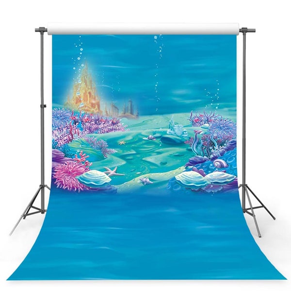 Fairy Tale Mermaid Under Water Sea World Castle Photography Studio Backdrop Background