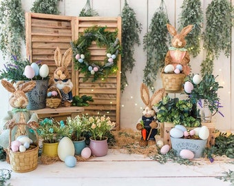 Spring Bunny Rabit Easter Egg Party Photography Background Backdrop