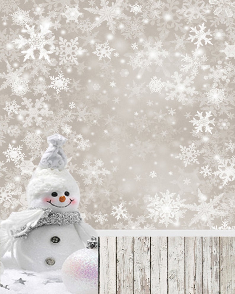 Vinyl White Winter Christmas Snowflake Photography Studio Backdrop Background image 2