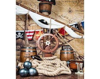 Vinyl Nautical Pirate Ship Flag Rudder Photography Studio Backdrop  Background 