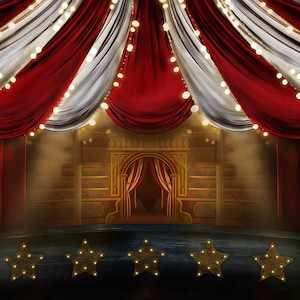 Circus Curtain Tent Stage Stars Birthday Photography Studio Backdrop Background Banner
