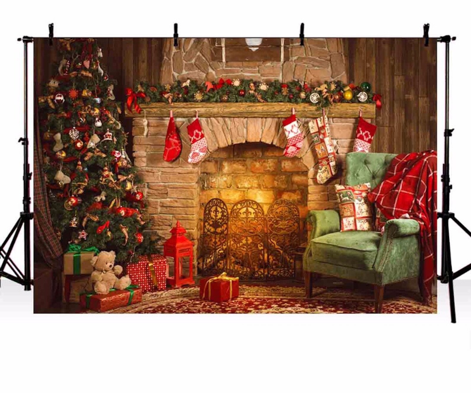 Christmas Tree Fireplace Gifts Indoor Photography Studio - Etsy