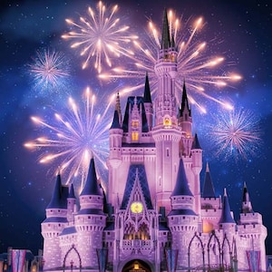 Vinyle Fairy Tale Chateau Nuit Tour Feu Dartifice Etsy