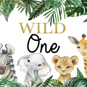 Wild One Baby Shower Safari Forest Jungle Animals Birthday Photography Backdrop Background Banner