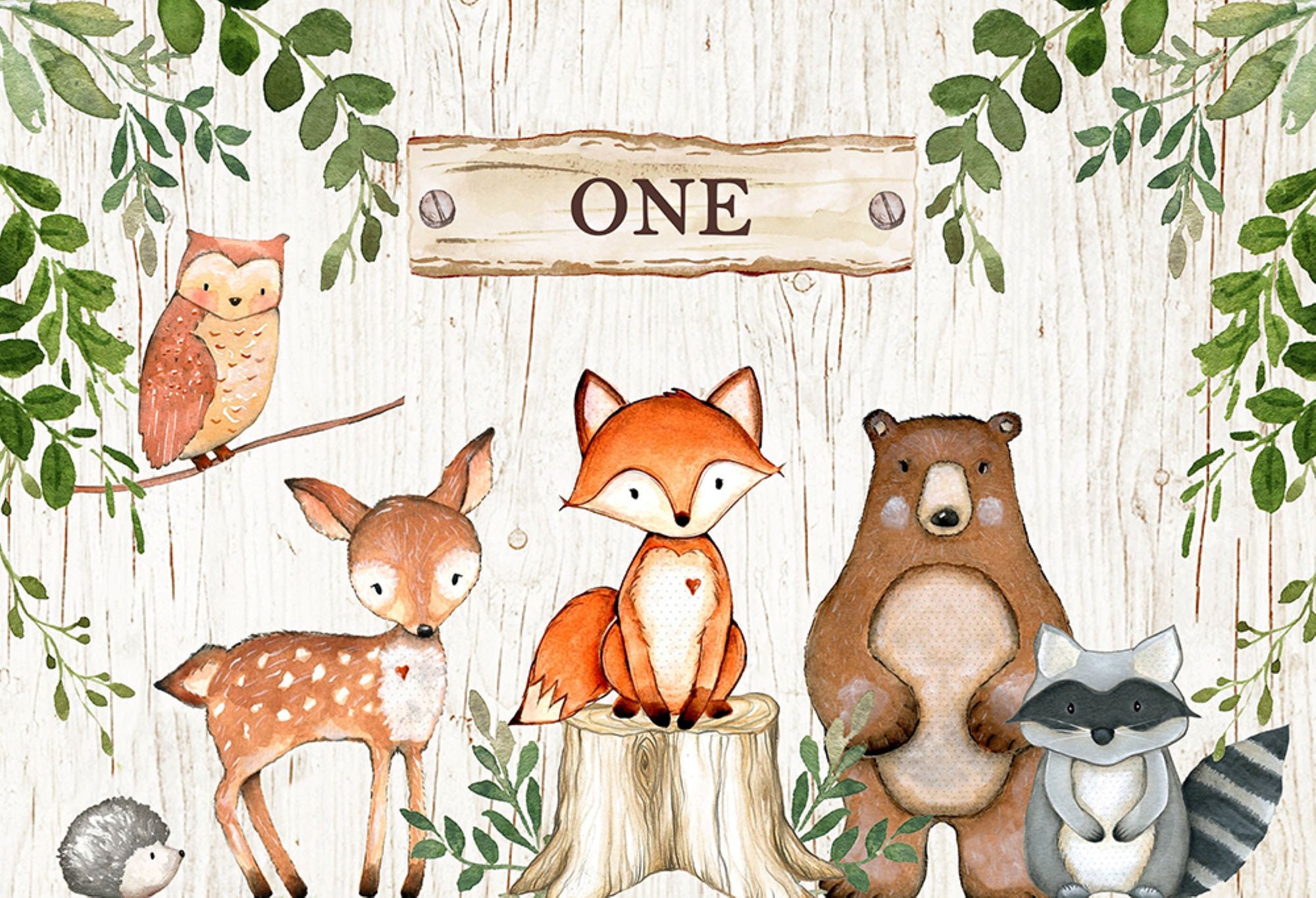 Woodland Animals with flowers Oh Baby - Baby Shower, Gender Reveal