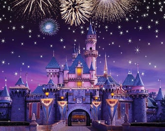 Vinyl Fairy Tale Castle Night Tower Fireworks Photography Studio Backdrop Background Banner