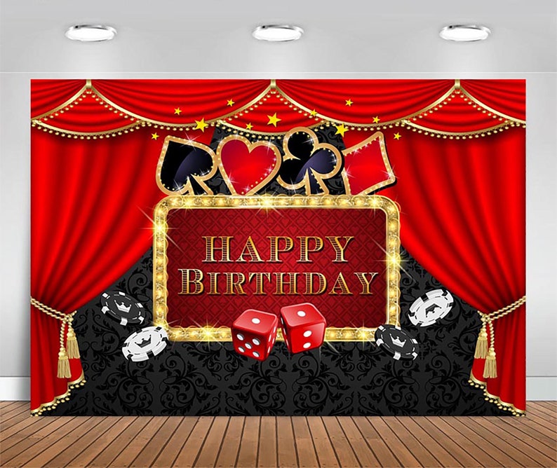Casino Poker Las Vegas Dice Curtain Birthday Party Photography Studio Backdrop Background Banner