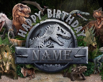 Jurassic Park World Dinosaur Birthday Photography Studio Backdrop Background Banner