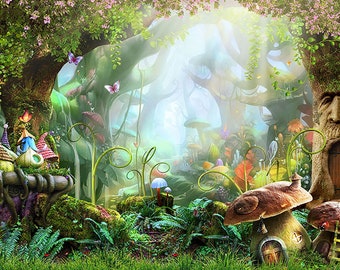 AOSTO 7x5ft Fairytale Wonderland Magical Forest Backdrop for Girl Baby Shower Birthday Party Decorations Enchanted Garden Theme Photo Background Spring Purple Flowers Backdrop photo studio prop w-2269 AOSTO 7x5ft Fairytale Wonderland Magical Forest Backdrop for Girl Baby Shower Birthday Party Decorations Enchanted Garden Theme Photo Background Spring Purple Flowers Backdrop photo studio prop w-2269