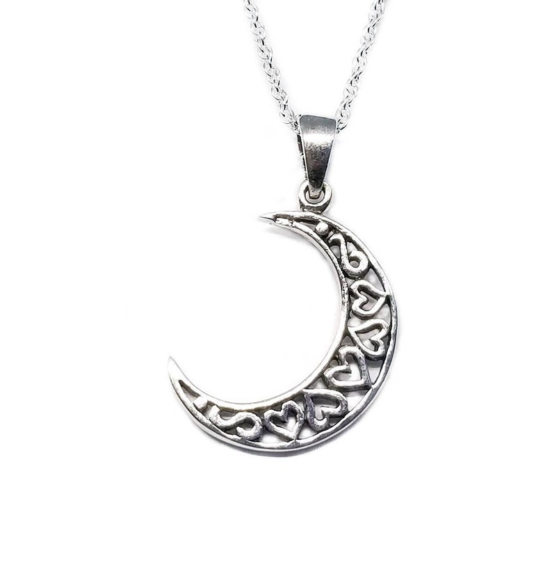 Moon New item Necklace~Silver Pendant~Crescent National products Necklace~Half Mo