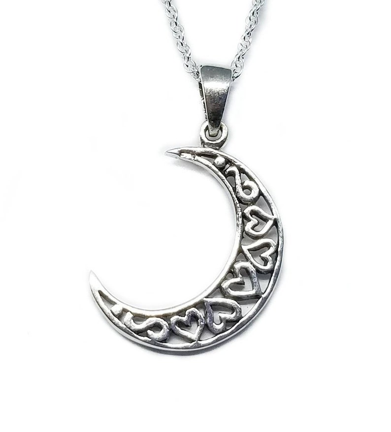 Moon NecklaceSilver Moon PendantCrescent Moon NecklaceHalf Moon Charm NecklaceLunar Moon JewelryBridesmaid JewleryMoon Gift for Her image 4