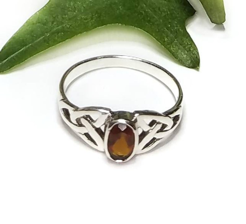 Garnet RingSilver Celtic Natural Garnet RingGarnet Trinity Celtic RingCeltic Garnet Promise RingJanuary Birthstone JewelryGift for Her image 8