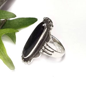 Black Onyx RingSilver Black Onyx RingBlack Onyx Long Oval RingLarge Black Onyx Statement RingNatural Black Onyx RingBlack Onyx Jewelry image 4