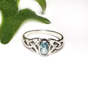 Blue Topaz RingSilver Celtic Natural Blue Topaz RingBlue Topaz Celtic Trinity Knot Promise RingDecember Birthstone JewelryGift for Her image 8