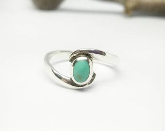 Turquoise Ring~Silver Natural Turquoise Ring~Round Turquoise Stone Ring~December Birthstone~Promise Ring~Turquoise Jewelry~Gift for Her