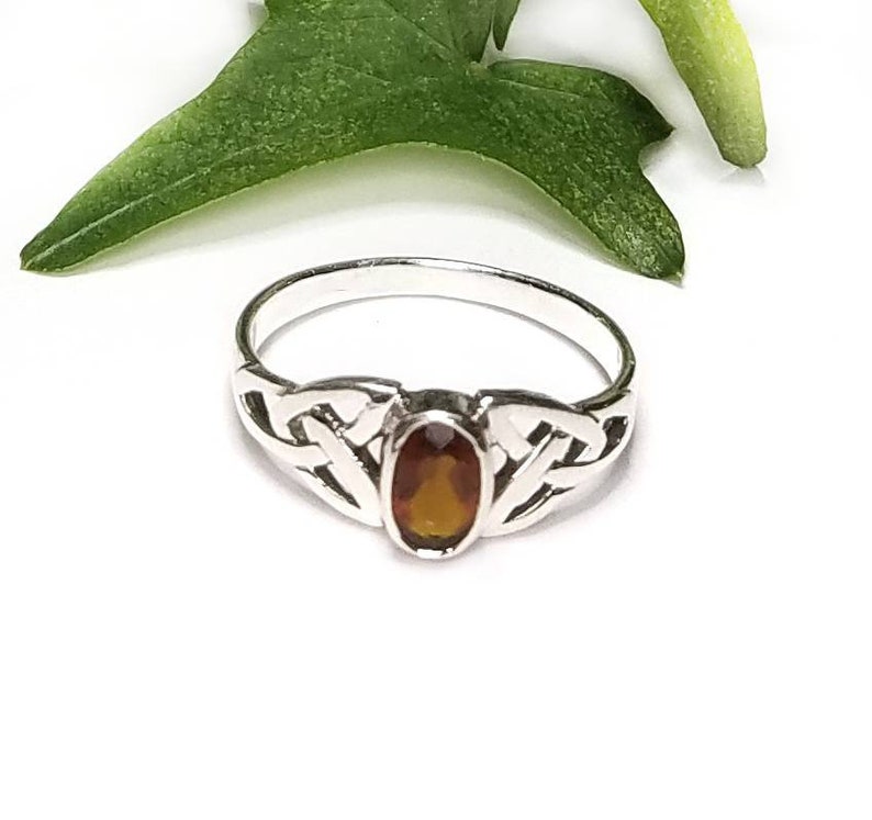 Garnet RingSilver Celtic Natural Garnet RingGarnet Trinity Celtic RingCeltic Garnet Promise RingJanuary Birthstone JewelryGift for Her image 4