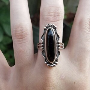 Black Onyx RingSilver Black Onyx RingBlack Onyx Long Oval RingLarge Black Onyx Statement RingNatural Black Onyx RingBlack Onyx Jewelry image 5