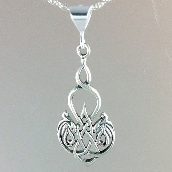 Dragon Halskette ~ Keltischen Drachen Collier ~ Sterling Silber Anhänger Dragonheart ~ keltische Dragonheart symbolische Charm Halskette ~ Dragon Jewelry