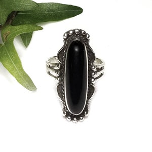 Black Onyx RingSilver Black Onyx RingBlack Onyx Long Oval RingLarge Black Onyx Statement RingNatural Black Onyx RingBlack Onyx Jewelry image 1