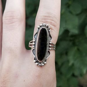 Black Onyx RingSilver Black Onyx RingBlack Onyx Long Oval RingLarge Black Onyx Statement RingNatural Black Onyx RingBlack Onyx Jewelry image 6