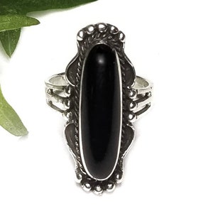 Black Onyx RingSilver Black Onyx RingBlack Onyx Long Oval RingLarge Black Onyx Statement RingNatural Black Onyx RingBlack Onyx Jewelry image 8
