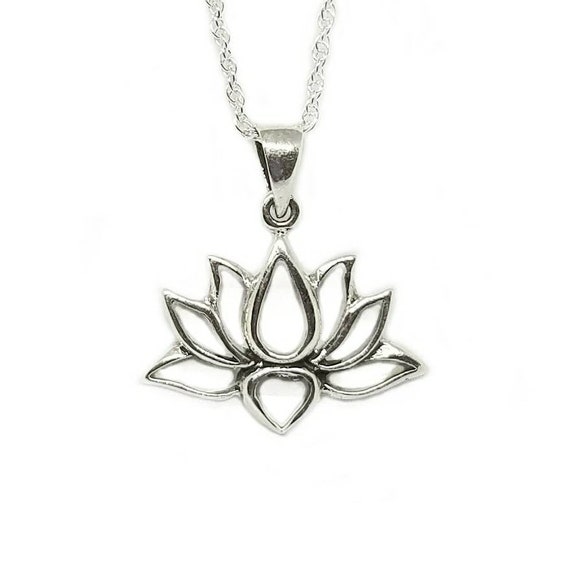 Lotus Necklacesilver Blooming Lotus Pendantwater Lily - Etsy