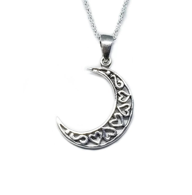 Moon NecklaceSilver Moon PendantCrescent Moon NecklaceHalf Moon Charm NecklaceLunar Moon JewelryBridesmaid JewleryMoon Gift for Her image 3