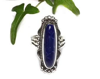 Sodalite Ring~Silver Blue Sodalite Ring~Natural Sodalite Ring~Boho Statement Ring~Lapis Color Stone~Blue Stone Ring~Boho Ring~Gift for Her