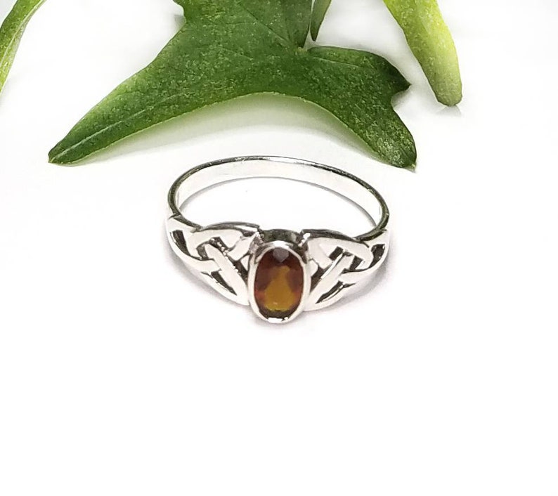 Garnet RingSilver Celtic Natural Garnet RingGarnet Trinity Celtic RingCeltic Garnet Promise RingJanuary Birthstone JewelryGift for Her image 9