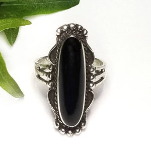 Black Onyx RingSilver Black Onyx RingBlack Onyx Long Oval RingLarge Black Onyx Statement RingNatural Black Onyx RingBlack Onyx Jewelry image 2