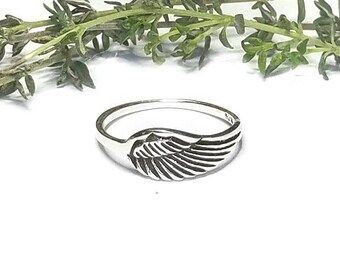 Wing Ring~Sterling Silver Angel Wing Ring~Angel Ring~Angel Jewelry~925 Feather Jewelry~Promise Ring