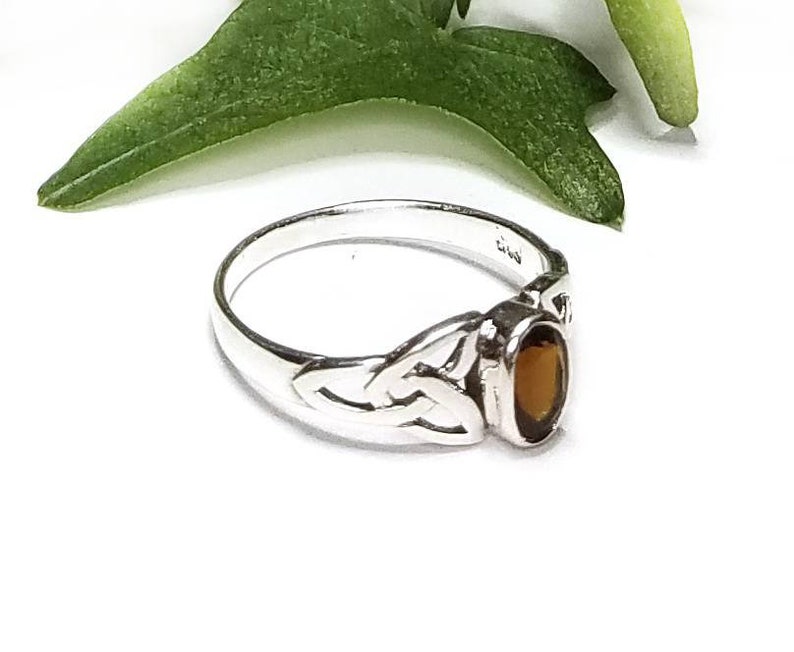 Garnet RingSilver Celtic Natural Garnet RingGarnet Trinity Celtic RingCeltic Garnet Promise RingJanuary Birthstone JewelryGift for Her image 5