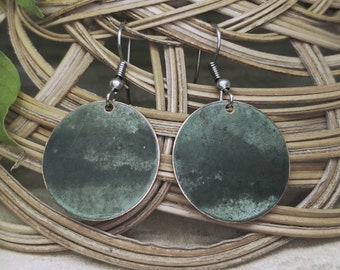 Copper Earrings~Upcycled Naturally Patinated Reclaimed Copper Earrings~Recycled Vintage Rustic Colorful Earrings~Eco Friendly Unique Gift