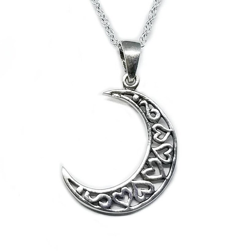 Moon NecklaceSilver Moon PendantCrescent Moon NecklaceHalf Moon Charm NecklaceLunar Moon JewelryBridesmaid JewleryMoon Gift for Her image 5