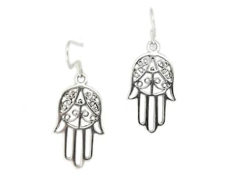 Healing Hand Earrings~Silver Hand Earrings~Hamsa Earrings~Protection Amulet~Reiki Jewelry~Yoga Inspired~Gift for Teacher~Gift for Nurse