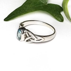 Blue Topaz RingSilver Celtic Natural Blue Topaz RingBlue Topaz Celtic Trinity Knot Promise RingDecember Birthstone JewelryGift for Her image 6