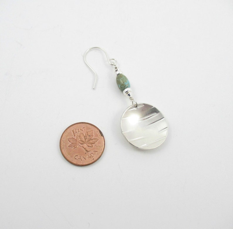 silver jewelry silver jewellery hammered sterling silver silver disc earrings gemstone earrings handmade jewelry Turquoise earrings