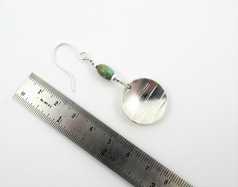 silver jewelry silver jewellery hammered sterling silver silver disc earrings gemstone earrings handmade jewelry Turquoise earrings