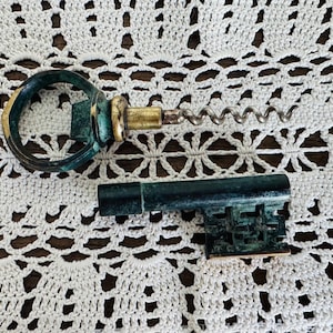 Vintage Wine Bottle Opener German Corkscrew Wine Key Verdi and Brass Barware Drinkware