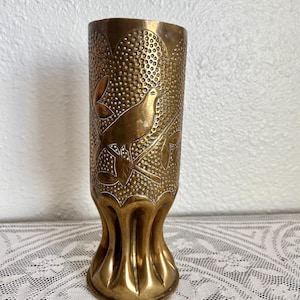 WW2 Trench Art Vase WWII Artillery Shell Casing World War 2Extra Large Bird Vase XL Military Collectible Militaria Memorabilia