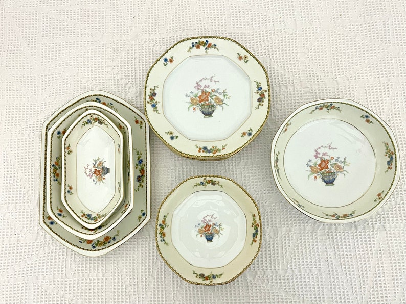 Vintage Dishware Porcelain Serving Pieces CZECHOSLOVAKIA Plates Platters Bowls 1950s Czech Diana