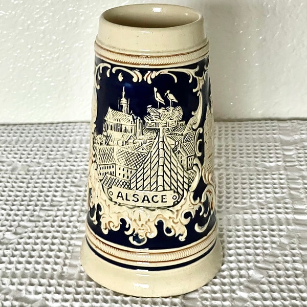 FRENCH Stein Vintage Beer Stein Alsace France Ale Mug storks stein French chateau Castles Gift Item Collectible Stein