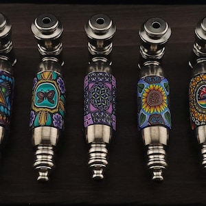 Millefiori Art Hand Pipe: Brass Fimo, Collectable Heady Chamber, USA Made