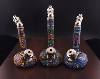 Handmade Sherlock Pipe: Mandala Wrapped Collectible Millefiori Art