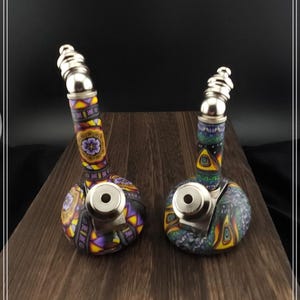 Handmade Sherlock Pipe: Mandala Wrapped Collectible Millefiori Art