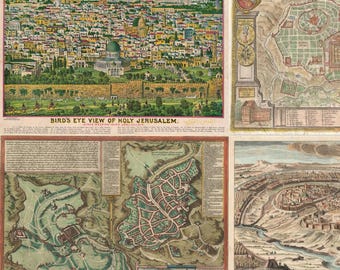 Jerusalem Palestine Ancient Biblical Maps of The Holy Land - 40 Rare Old Maps (Digital Download)