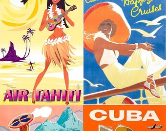 Travel Posters - Vacation Trips Holiday Airlines Cruises Attractions  - 160 Poster Images (Digital Download)