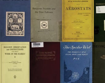 Airship Airplane Aircraft Zeppelin Balloon Early Flying Machine - 118 Old Books (Digital Download)