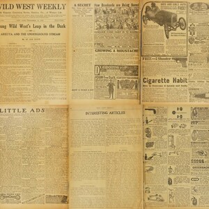 Pu&ograve; includere: Una pagina di giornale vintage con il titolo "Wild West Weekly" e diversi articoli su come coltivare un baffo, conquistare le abitudini di bere e un segreto per dimagrire. Il giornale presenta anche annunci per un abito gratuito, diamanti e un 5-shooter gratuito.